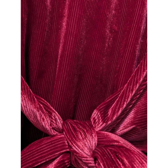 Express Red Velour Dressy Casual Wine Colored Blouse Wrap Top Tie Back Size L - Picture 7 of 10